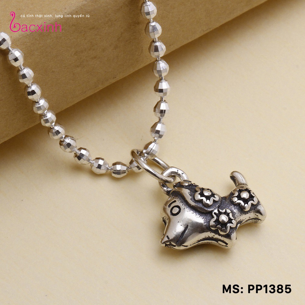 Mặt đeo dây chuyền, lắc tay, lắc chân cho bé 12 con giáp bạc Thái 925 Bạc Xinh Huệ NGân- Quà tặng tuổi Tuất PP1385-MDC