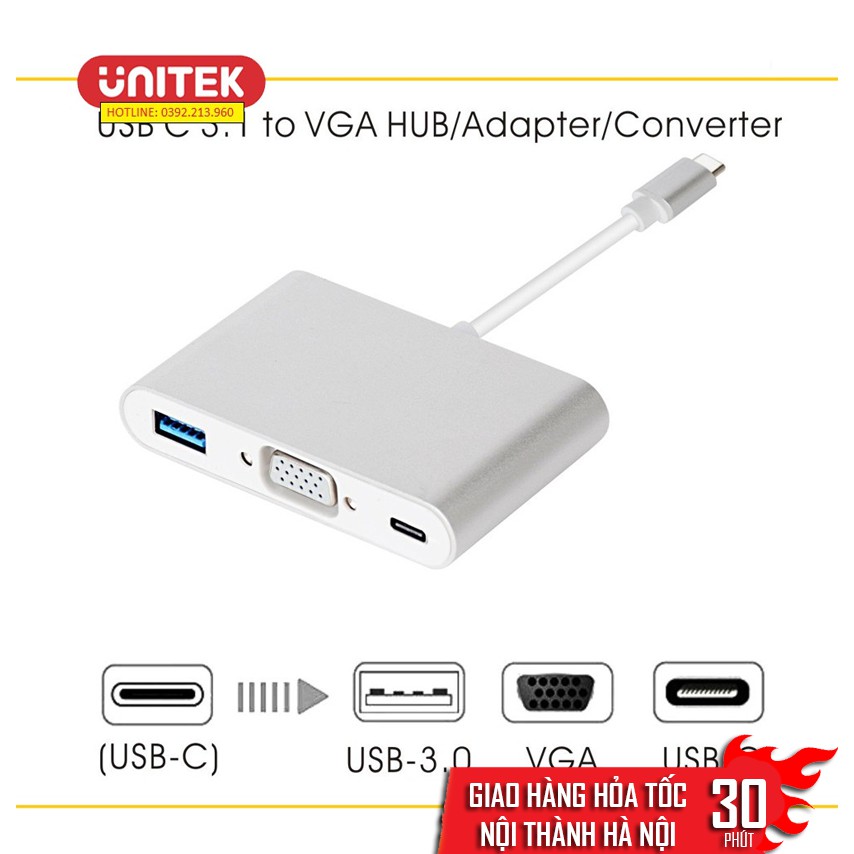 Cáp Chuyển Đổi Type-C Sang USB 3.0 VGA Adapter Cao Cấp