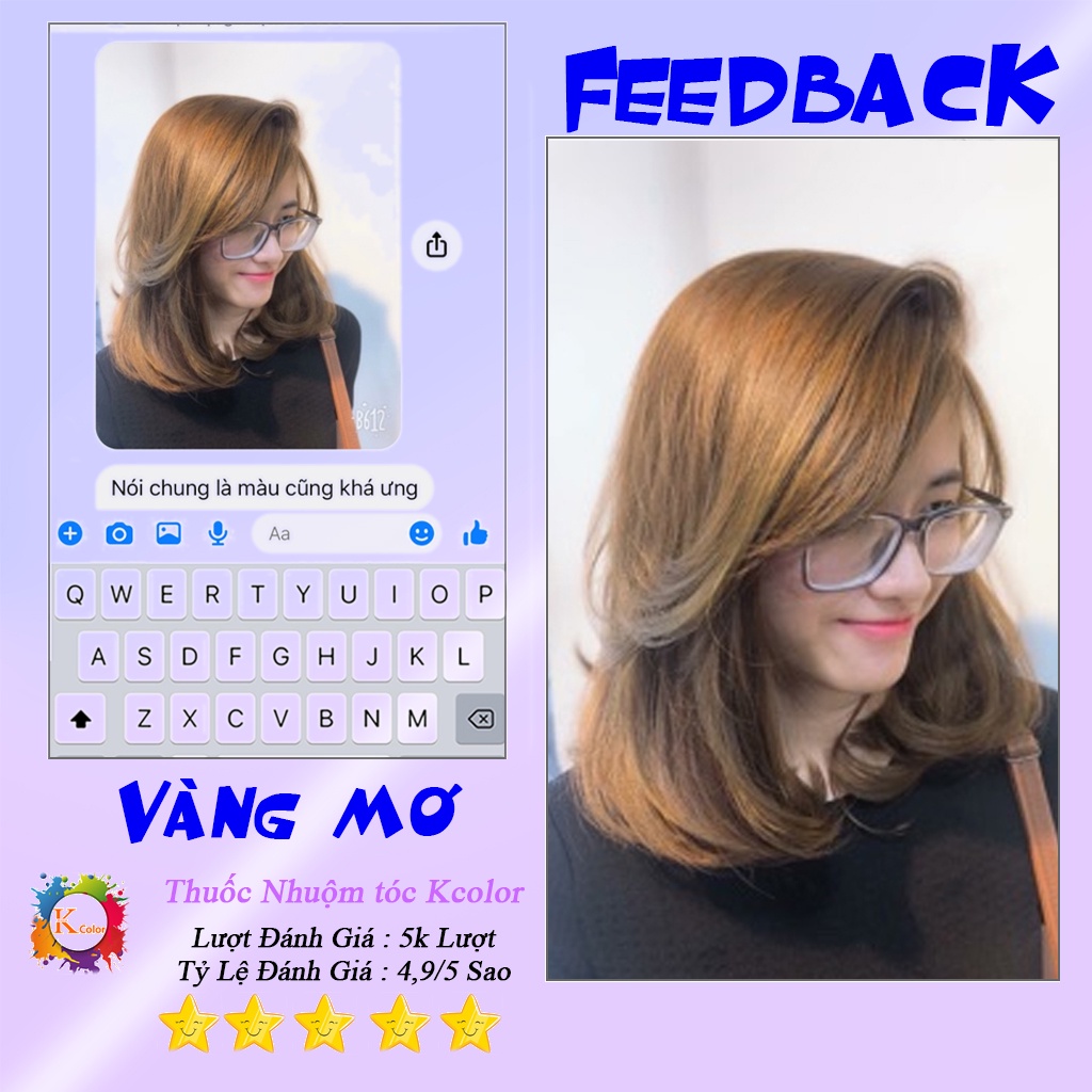 Thuốc nhuộm tóc màu VÀNG MƠ 	ÁNH KHÓI sử dụng tại nhà nhiều thảo dược giá rẻ kcolor