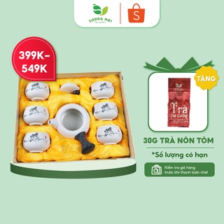 Bộ Ấm Chén Uống Trà Sứ 7 Món Định Châu Hoa Sen SƯƠNG MAI Chất Liệu Cao Cấp SM00000