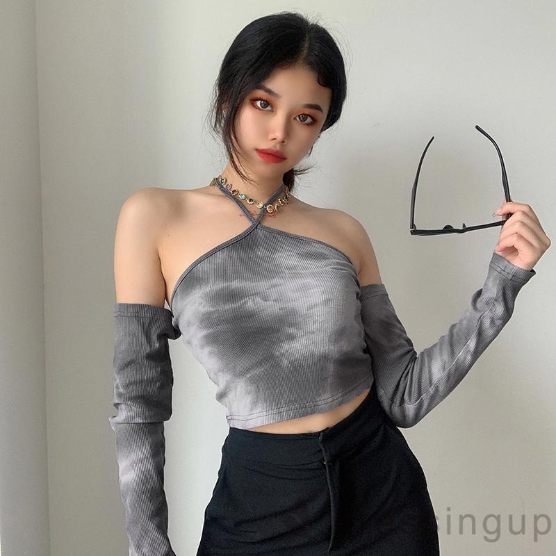 Áo Croptop Nữ Tay Dài Buộc Dây Thời Trang | BigBuy360 - bigbuy360.vn