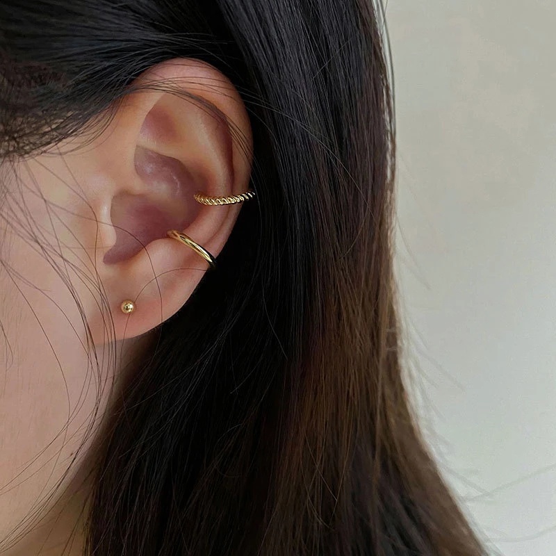 Set 3 khuyên kẹp vành tai phong cách Nhật Hàn thời trang giản dị cho nữ