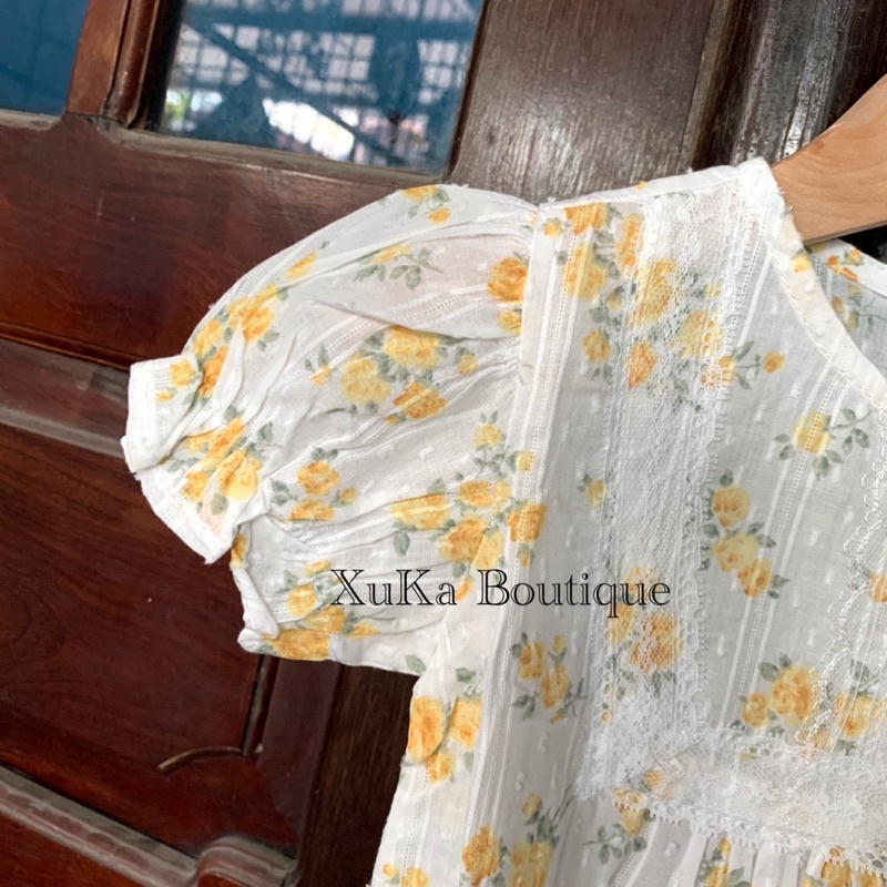 Bodysuit Cộc Tay Hoa Vàng Cho Bé Gái [Xuka Boutique] Body cộc Tay Cho Bé Hoạ Tiết Hoa Vàng [Jennybebe]