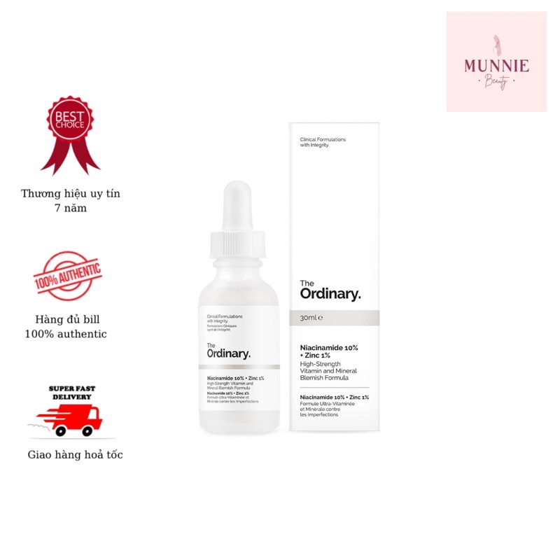 Tinh chất giảm mụn thâm The Ordinary Niacinamide 10% + Zinc 1%