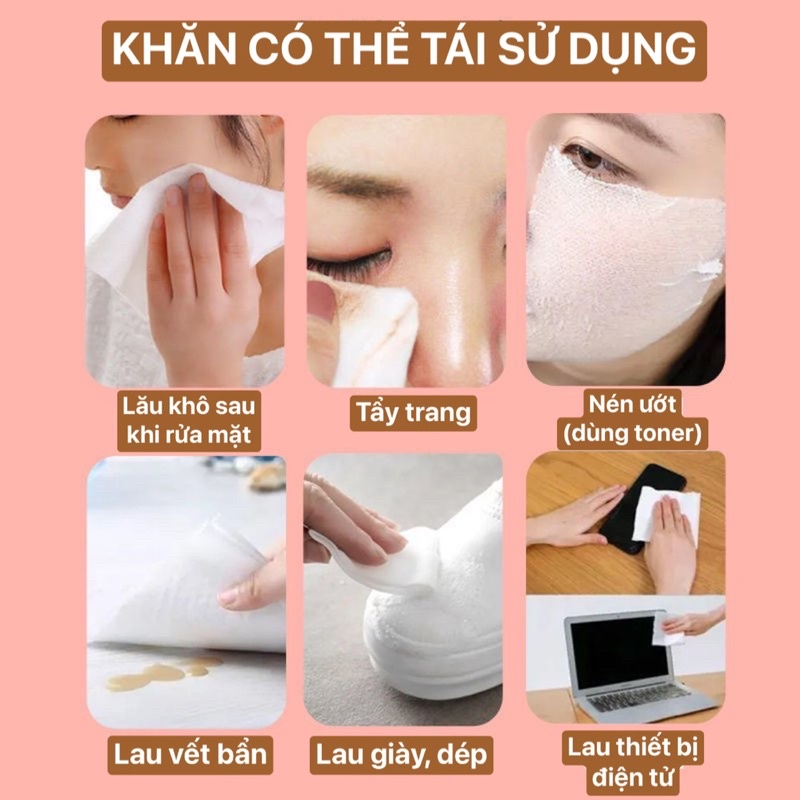 Bịch 110 khăn lau mặt khô dùng 1 lần
