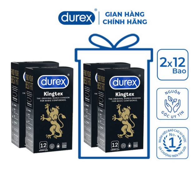 [Mua 2 Tặng 1] Bộ 2 Hộp Bao Cao Su Durex Kingtex 12c. Dòng Bcs Giúp Kéo Dài Thời Gian Quan Hệ Tự Nhiên - Hàng Chính Hãng