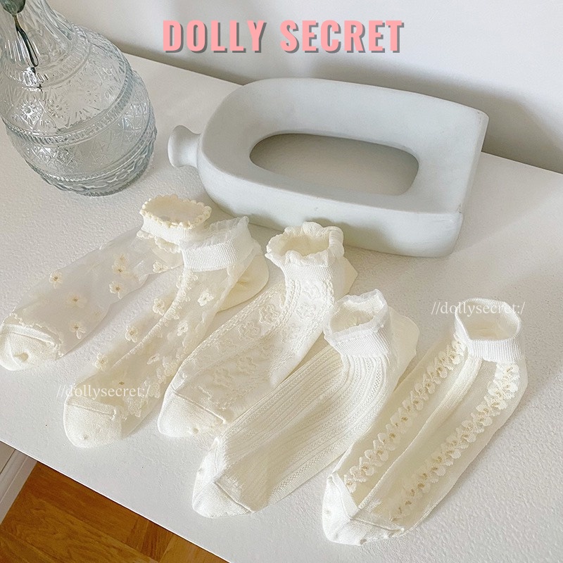 Set 5 đôi tất vớ công chúa voan tuyết phối cổ ngắn phong cách Lolita đáng yêu DOLLY SECRET T14