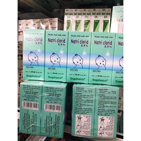 Nước nhỏ mắt mũi NATRI CLORIC TPC 0.9% lốc 10chai