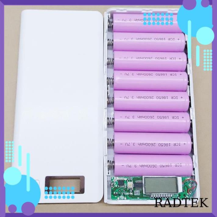 Mạch sạc dự phòng 2A xịn BQ-U8V2.0+Vỏ nhựa 8 cell +lò xo đã hàn về chỉ việc dùng (Chưa pin) mach sac pin 18650