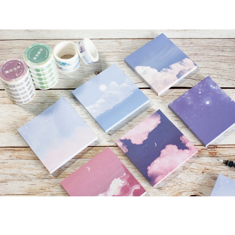 Giấy Note Ghi Chú Hình Vuông Họa Tiết Bầu Trời Sao Sáng Tạo