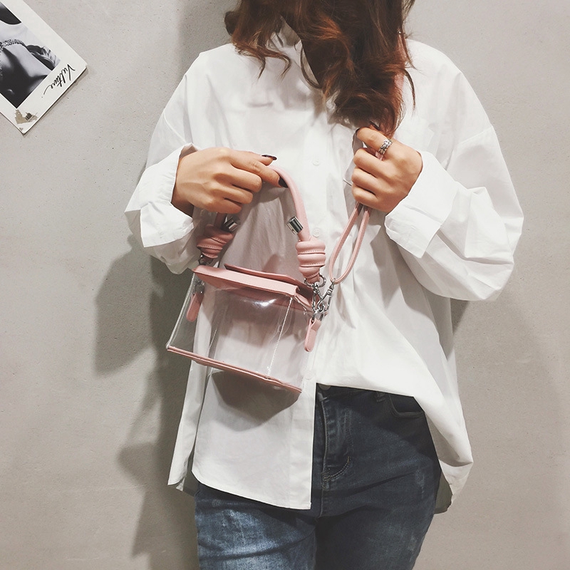 Túi đeo chéo vuông nhựa trong suốt kiểu dáng đơn giản IELGY