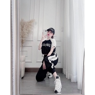 Set bộ thể thao croptop bo gấu chữ IAM