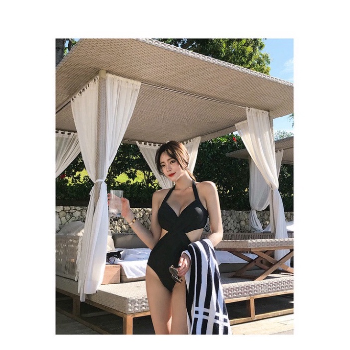 Bikini 1 mảnh đi biển liền thân kín đáo sexy LUHAZO Hàn Quốc nâng ngực có gọng 2515 E-11