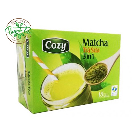 Bột Trà Xanh Sữa Matcha Hòa Tan Cozy Hộp 18 gói