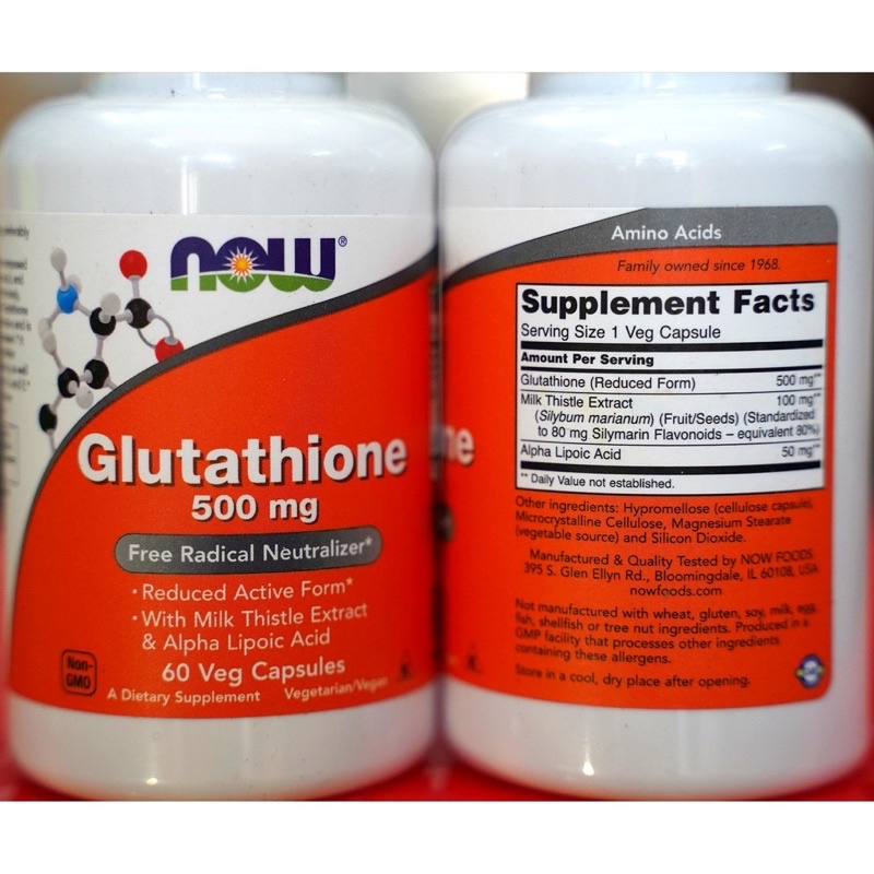 Viên Uống Hỗ Trợ Trắng Da NOW GLUTATHIONE 500mg 60 viên