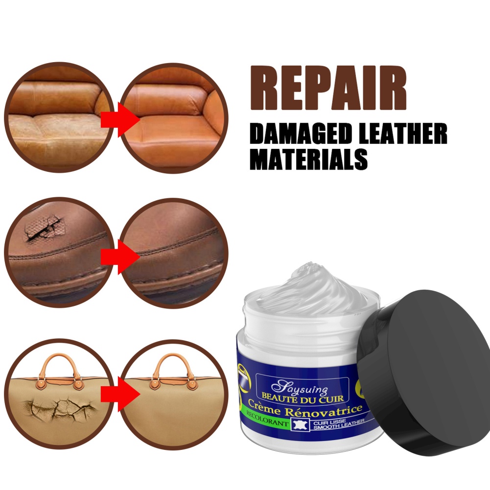 Ღ Gel sửa chữa da Ghế xe Màu sửa chữa dán Vinyl Bộ sửa chữa da Renovation Cleaner Leather Repair Cream