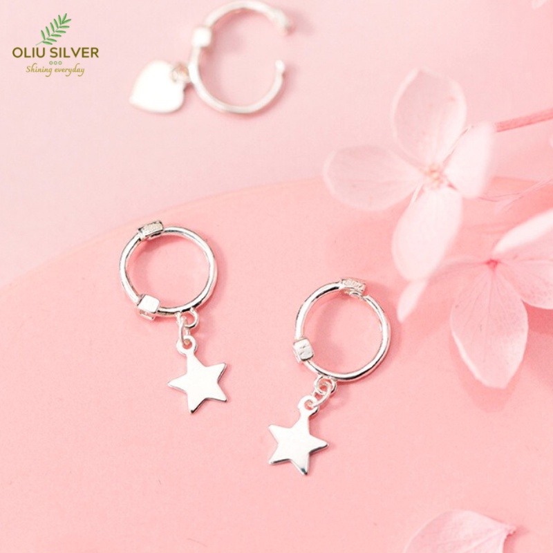 Bông Tai Bạc S925 Khoen Tròn Nhí Mini Hoop Trái Tim – Ngôi Sao Trẻ Trung Cá Tính | Khuyên Tai Nữ Trang Sức Bạc 925