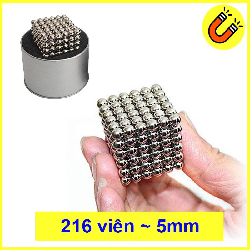 Bộ nam châm xếp hình 216 viên màu bạc loại 5mm siêu đẹp