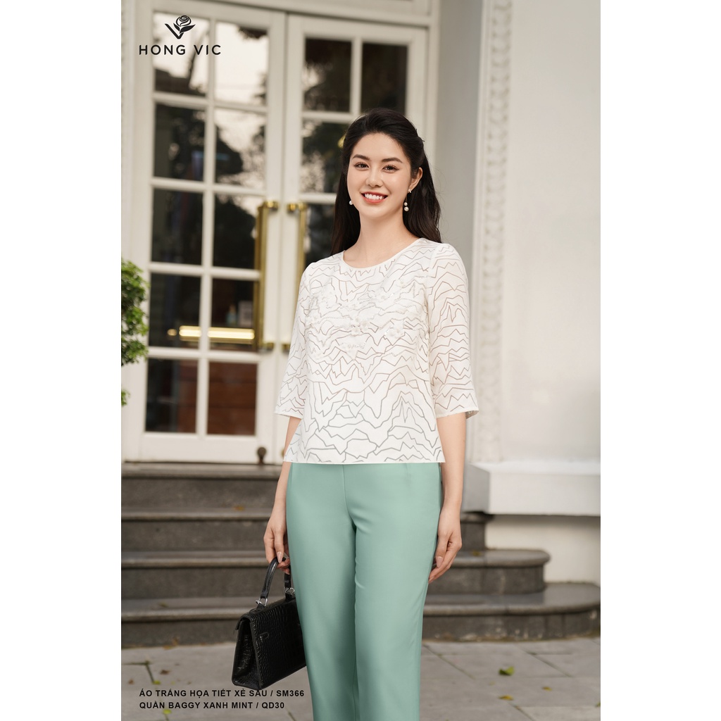 Quần nữ thiết kế Hong Vic baggy xanh mint QD30