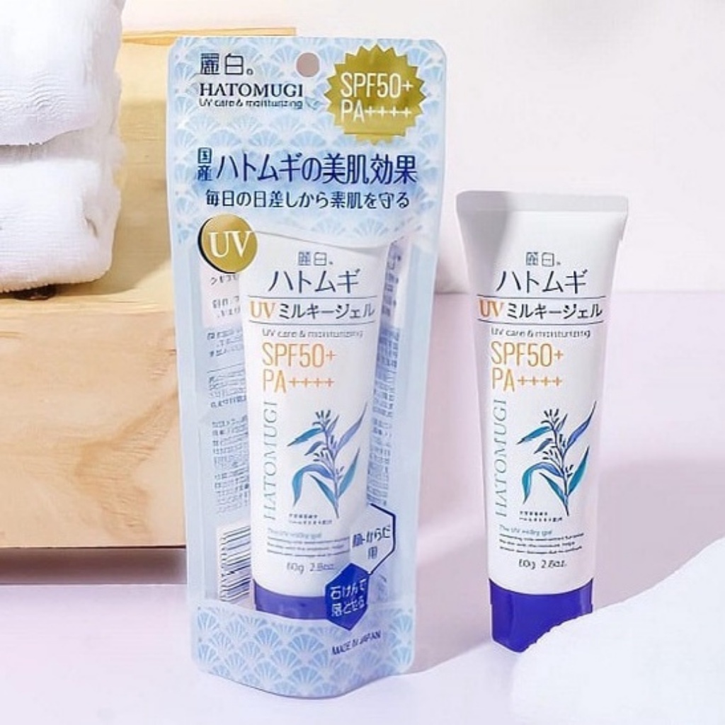 Kem Chống Nắng Dạng Sữa Reihaku Hatomugi UV Milky Gel SPF50 PA+++ 80g