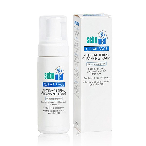 Sữa rửa mặt tạo bọt kháng khuẩn và giảm  mụn Sebamed pH5.5 Clear Face AntiBacterial Cleansing Foam 50ml