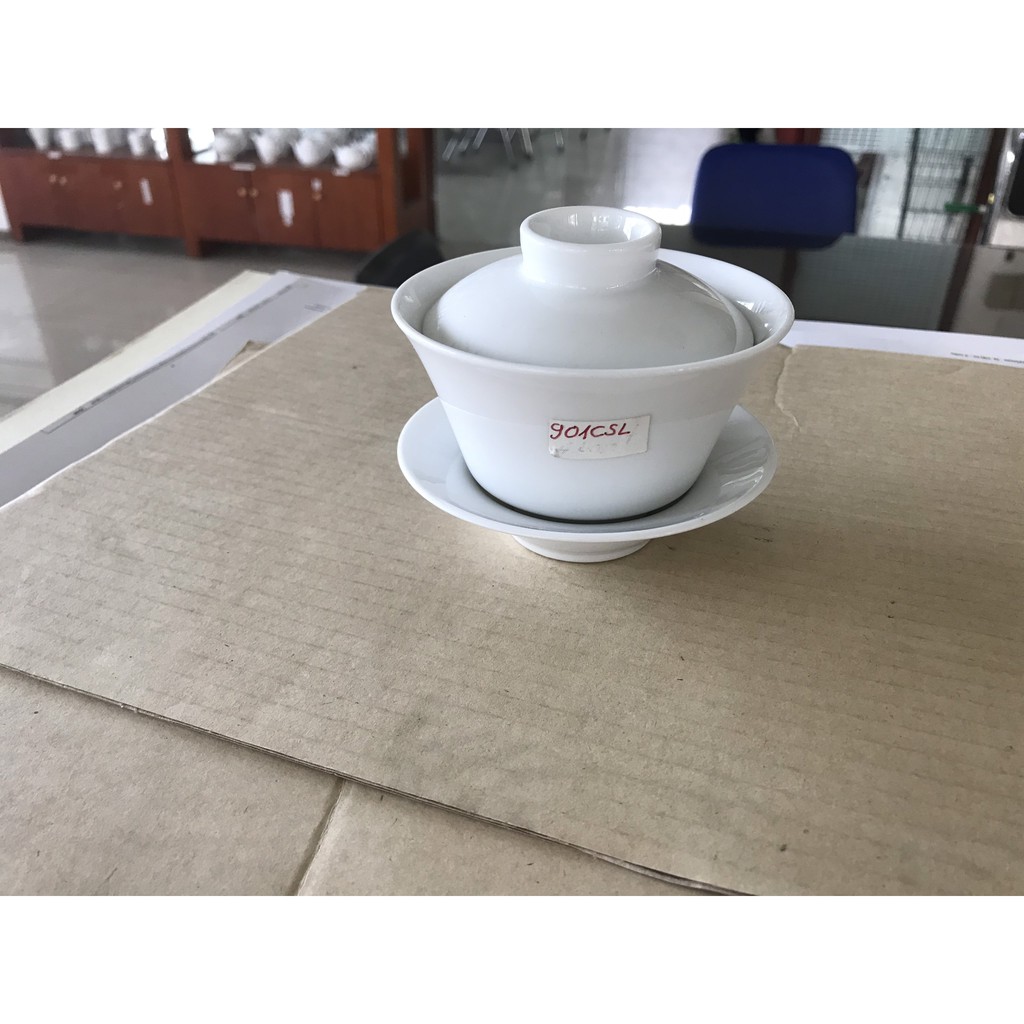 Chén sứ có nắp dùng uống trà, ăn soup gốm sứ CK Việt Nam 250ml