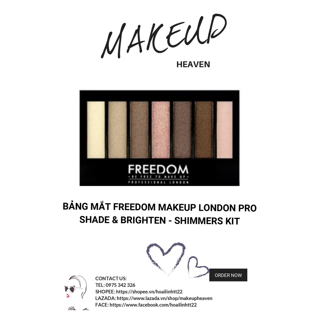 bảng mắt Freedom Makeup London Pro Shade & Brighten - Shimmers Kit