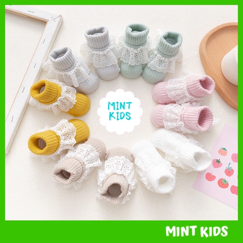 Tất KIDS SOCKS phối ren điệu đà cho bé 0 đến 2 tuổi