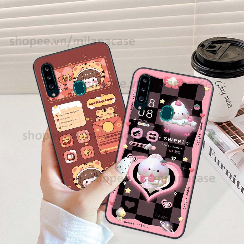 Ốp Samsung A20s hình đồng hồ icon gấu mèo cute cực dễ thương ngộ nghĩnh