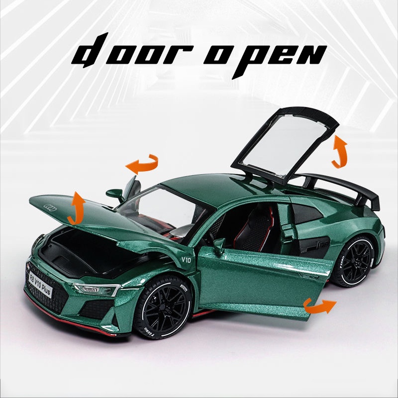 Mô Hình Xe Hơi Audi R8 V10 Plus Tỉ Lệ 1: 24 Bằng Hợp Kim Có Đèn Và Nhạc Cho Bé Trai