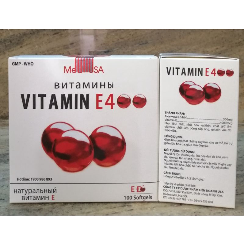 Vitamin E đỏ 4000, lô hội hỗ trợ giảm lão hóa, giúp đẹp da
