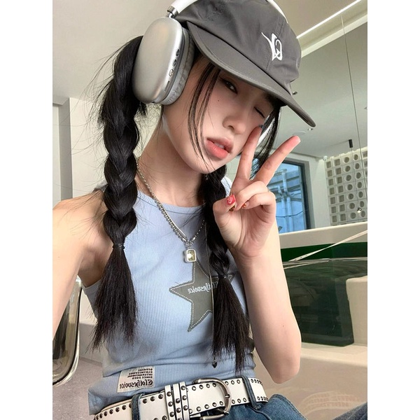 Áo Hai Dây Dáng Ôm Thêu Ngôi Sao Phong Cách Mới Mùa Hè Cho Nữ