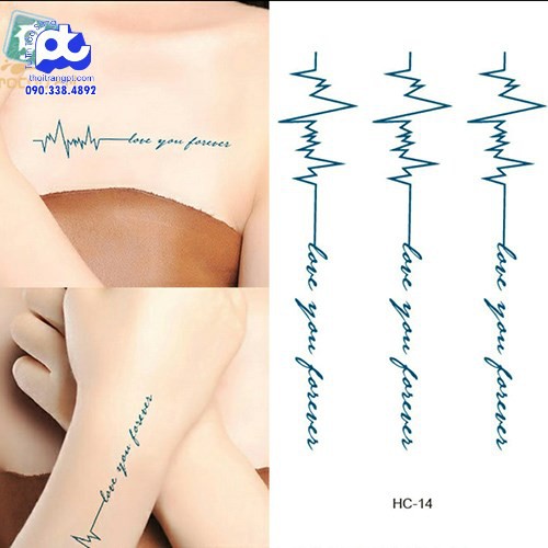 Hình Xăm Dán Tattoo Nhịp Tim