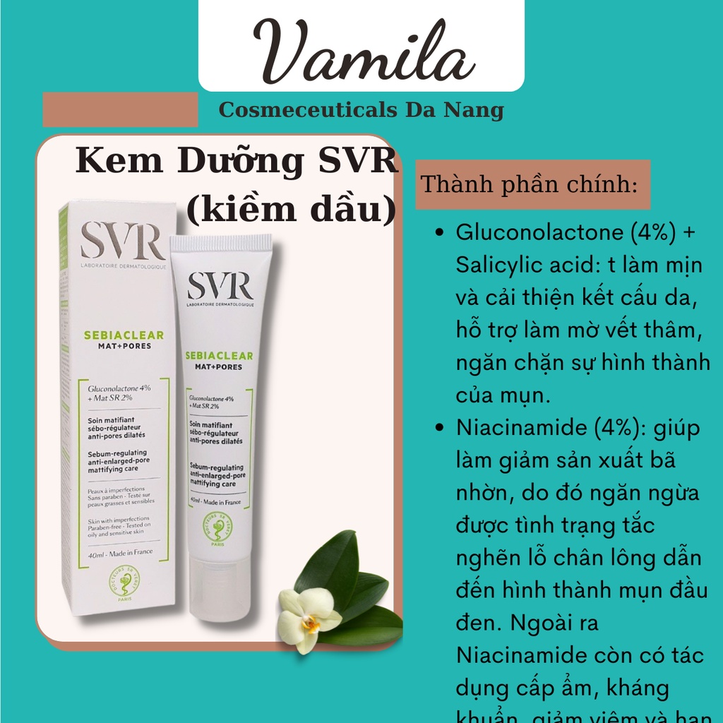 Kem Dưỡng SVR Kiềm Dầu 40ml Chính Hãng Ngừa Mụn Hiệu Quả (Niacinamide)