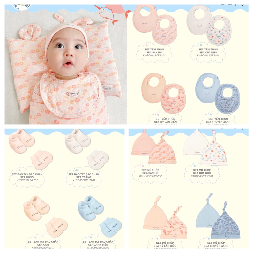 Phụ kiện sơ sinh cho bé sơ sinh Chaang Mũ sơ sinh Bao tay chân sơ sinh Yếm sơ sinh
