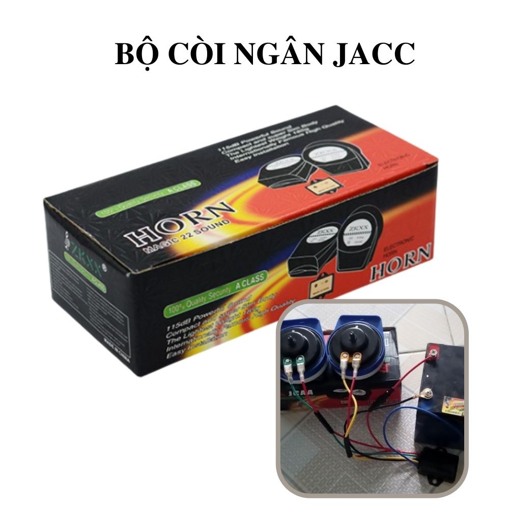 Còi Ngân 8 Tiếng Âm Thanh Cực Chất, Trọn bộ còi ngân HORN cho ô tô xe máy. Còi Ngân JACC- CNJ