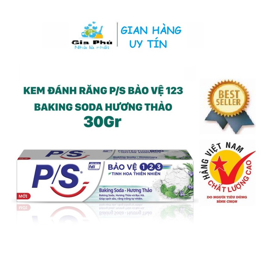 ( P/S 30GRAM ) Kem đánh răng PS bảo vệ 123 BAKING SODA - HƯƠNG THẢO tốt cho gia đình bạn