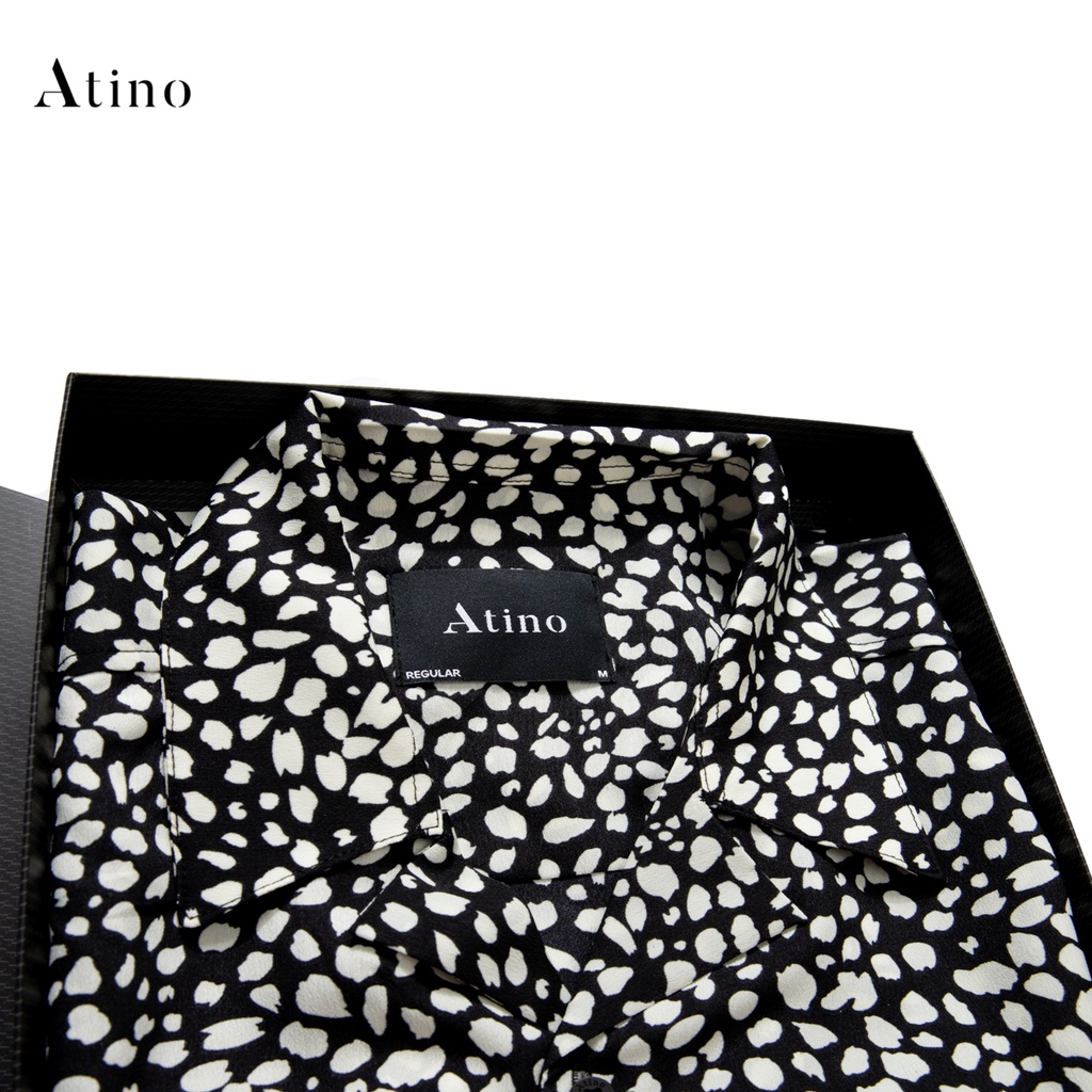 Áo sơ mi cộc tay nam HOA ATINO vải lụa form regular SM0203 | BigBuy360 - bigbuy360.vn