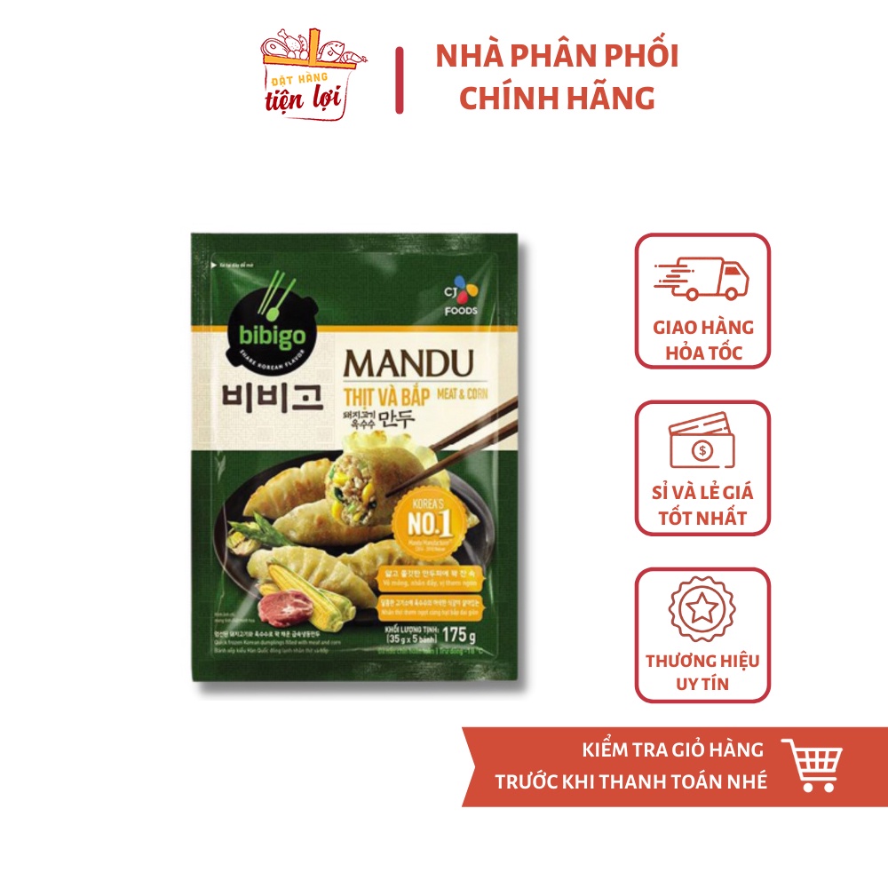 Bánh Mandu CJ Bibigo Nhân Thịt/ Hải Sản/ Thịt và Bắp gói  175g - 350g