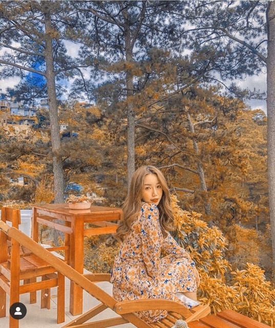ĐẦM XÒE TIỂU THƯ HOA NÂU VINTAGE KT