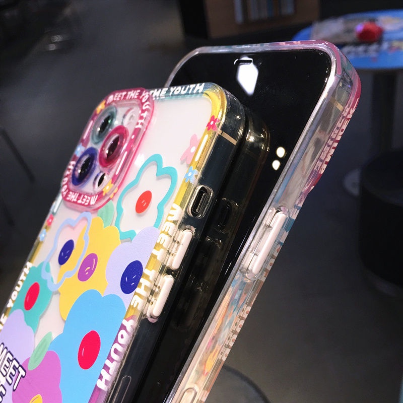 Ốp Điện Thoại Họa Tiết Hoa Và Mặt Cười Màu Sắc Ngẫu Nhiên Cho Iphone