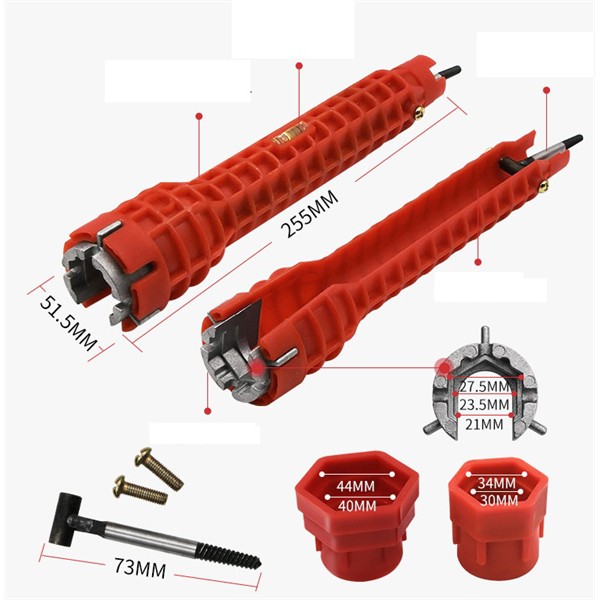 Cờ lê vặn dây cấp nước kèm livo đa năng màu đỏ kèm 3 đầu