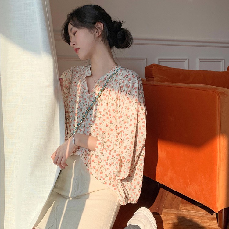 Áo Sơ Mi Hoa Tay Dài Kiểu Dáng Nhẹ Nhàng Thanh Lịch Cho Nữ | BigBuy360 - bigbuy360.vn