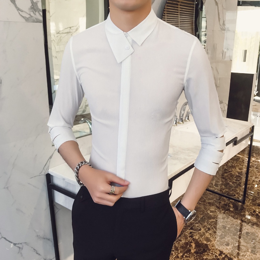 Áo sơ mi nam, Áo sơ mi tay lỡ làm từ hỗn hơp rợi tổng hợp, chất áo sơ mi co giãn nhẹ, mặc thoải mái, thấm hút mồ hôi N17