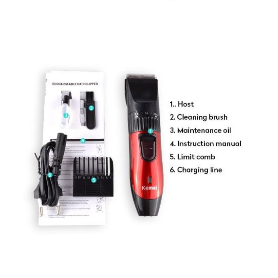 Tông đơ cắt tóc Kemei KM - 730 Chế độ sạc pin full phụ kiện