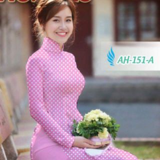 Vải áo dài chấm bi 3d.