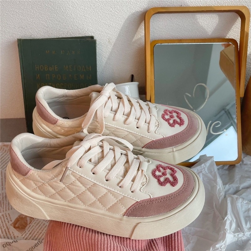 Giày thể thao nữ Ulzzang thêu hoa nhỏ dễ thương năng động trẻ trung hot trend đẹp