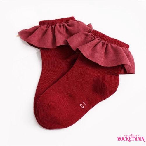 Vớ cotton phối ren chống trượt cho bé gái