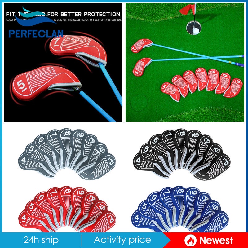 Set 9 Vỏ Bọc Bảo Vệ Đầu Gậy Đánh Golf Bằng Cao Su Tổng Hợp