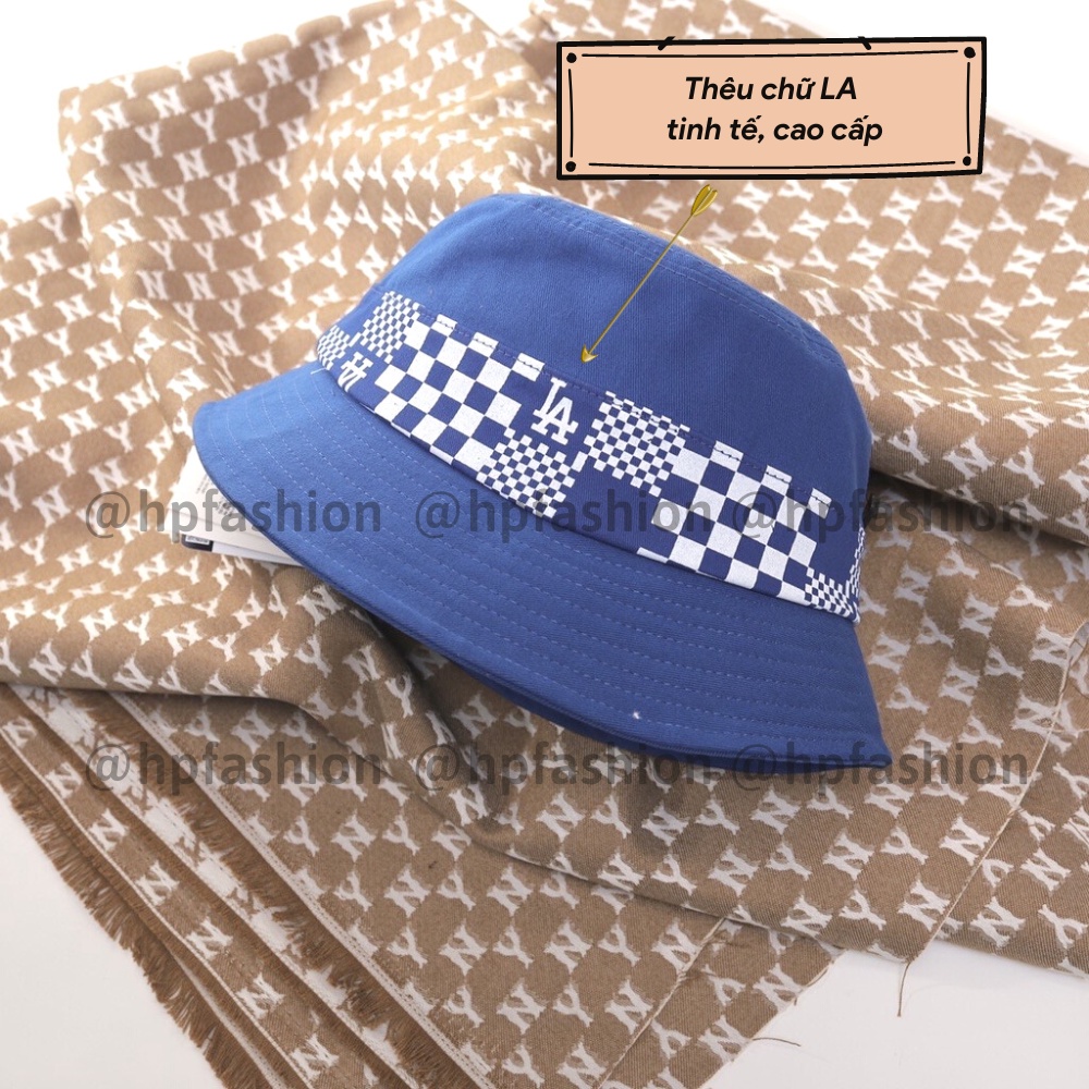 Mũ bucket vành cụp ❤️ Nón tai bèo thêu LA Full Tem Mác chất kaki cao cấp form unisex nam nữ N82 - Happy Style